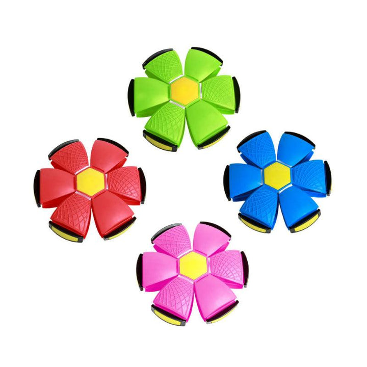 Durable pet interactive flying saucer ball toy with bright LED lights, providing endless fun & exercise for dogs & cats.