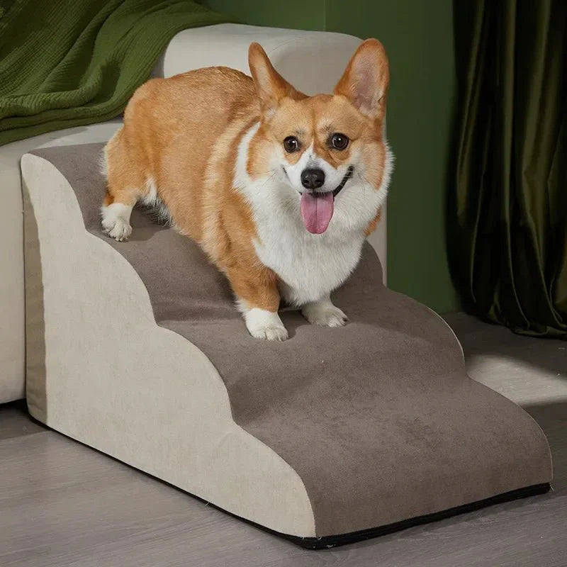 High-quality memory foam pet stairs with a removable, washable cover for convenience and hygiene.