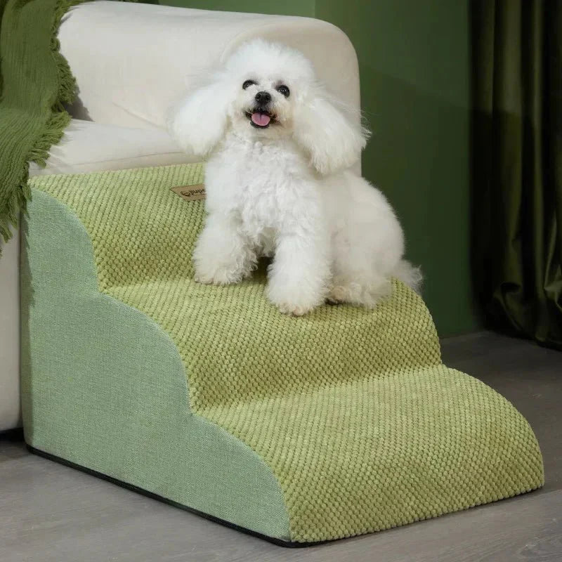 Secure non-slip memory foam dog stairs by PetComfort, ensuring safe and easy access for your pet.