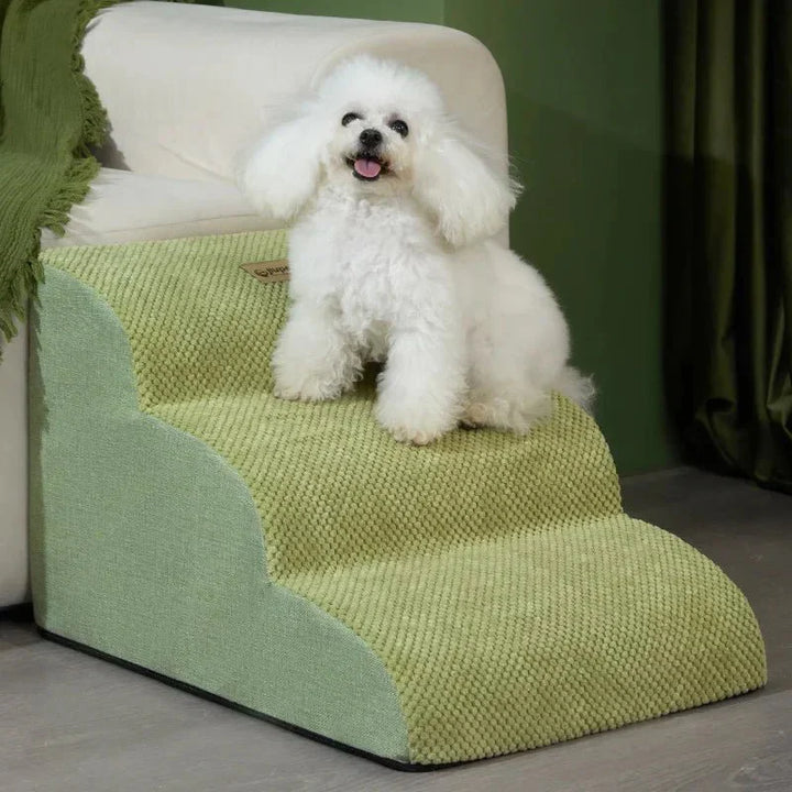 Secure non-slip memory foam dog stairs by PetComfort, ensuring safe and easy access for your pet.