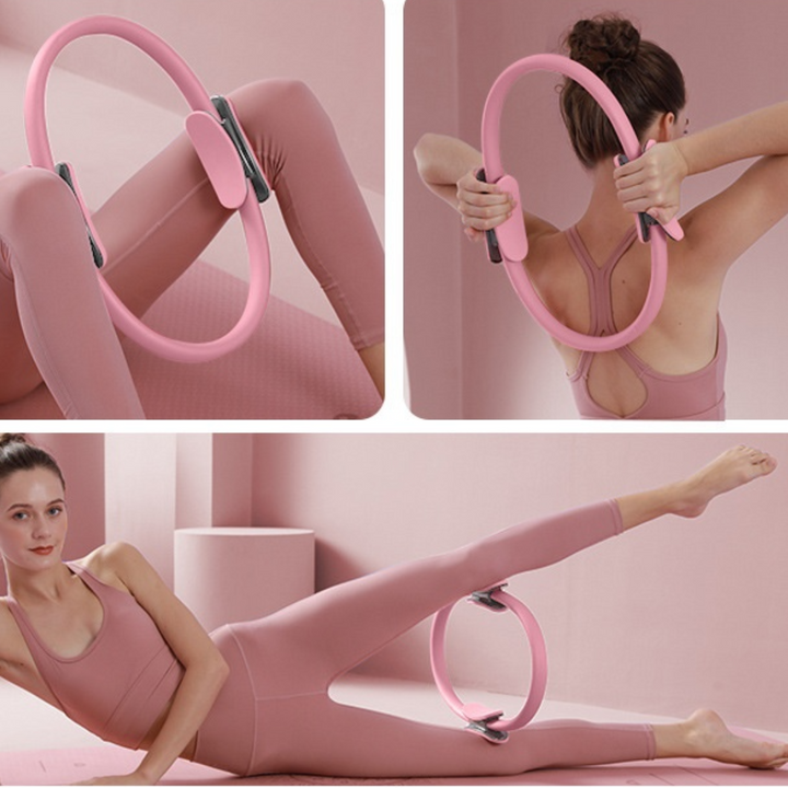 Pilates ring enhancing core strength, muscle toning & flexibility for effective home fitness routines.