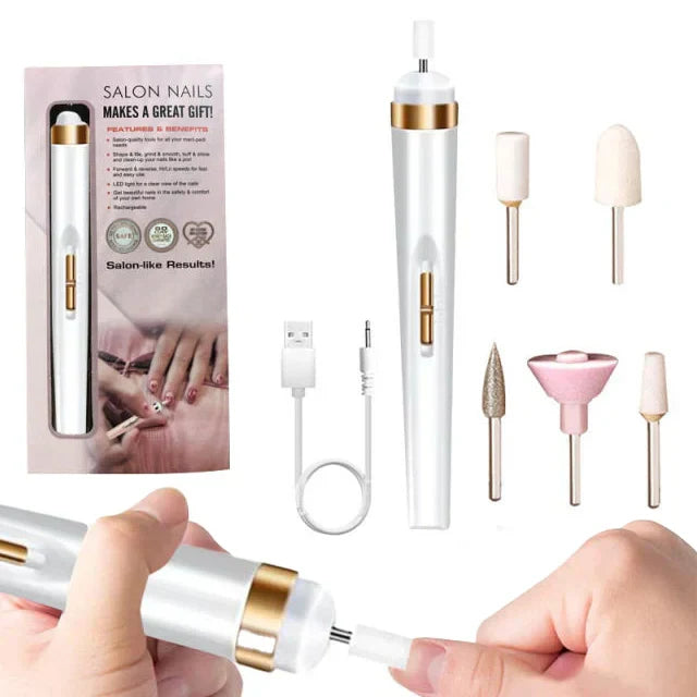 Bright LED light on a 5-in-1 electric nail polisher, enhancing precision during use