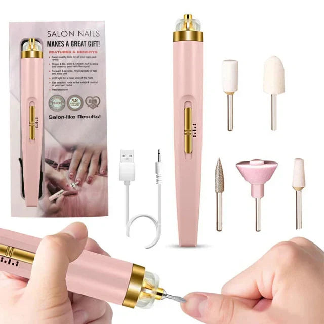 Compact 5-in-1 electric nail care device, perfect for travel and on-the-go beauty
