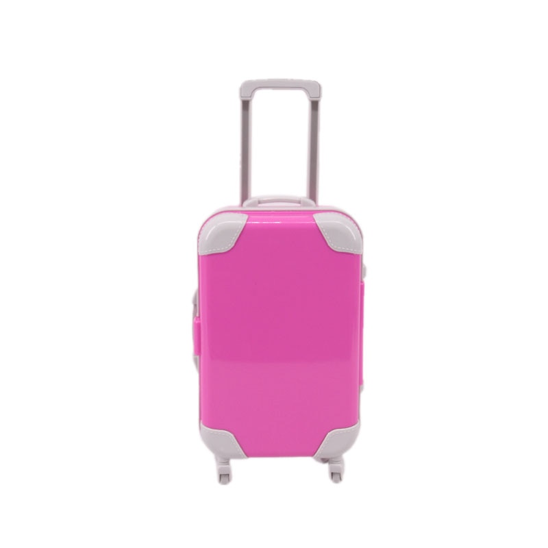 Vibrant pink doll suitcase, a must-have doll accessory for any 18-inch doll owner; great girls' gift.