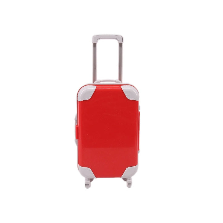 Girls' toy doll suitcase, vibrant pink, standing open; for 18-inch dolls, encourages imaginative play.