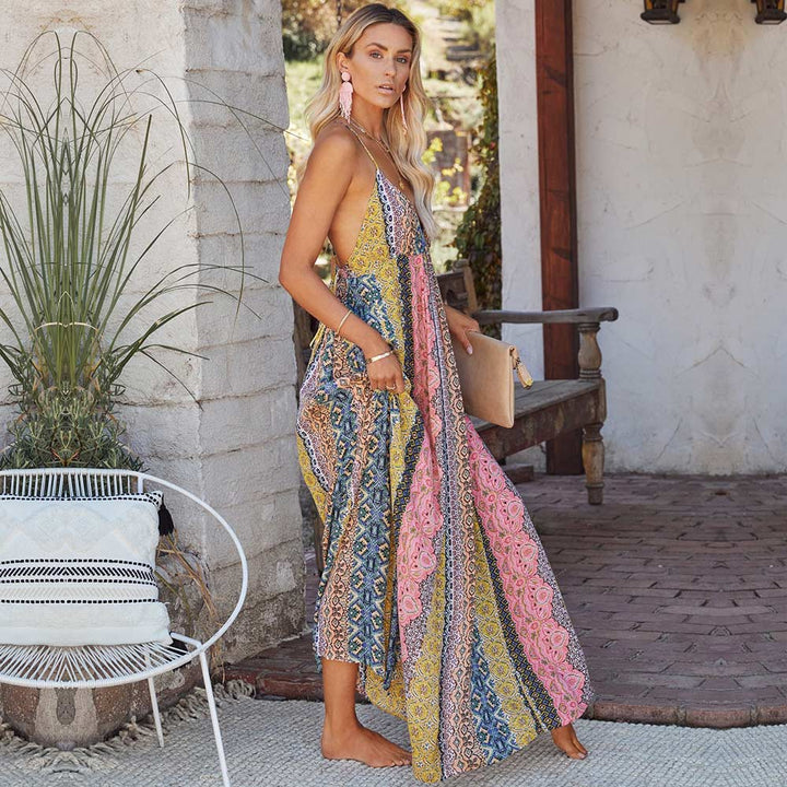 Trendy women's summer dress, V-neck, spaghetti strap, Pinky shade, comfortable and stylish