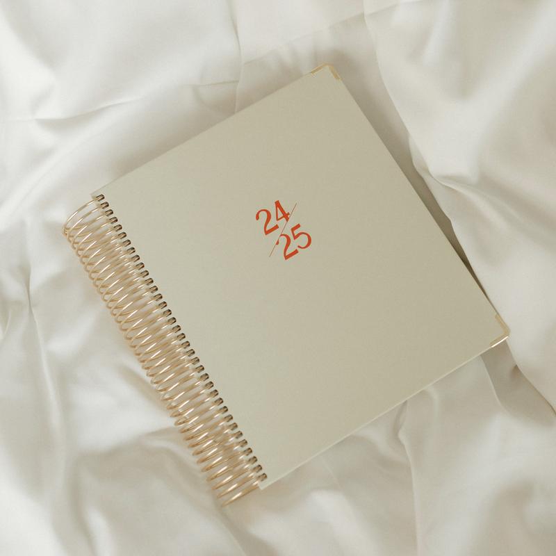 Open PlanEase 2024-2025 daily planner showing detailed layouts for schedules, goals, and notes.