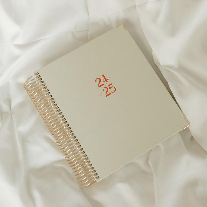Open PlanEase 2024-2025 daily planner showing detailed layouts for schedules, goals, and notes.
