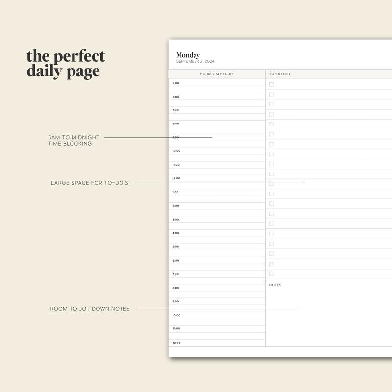 PlanEase 2024-2025 daily schedule book for effective time management and organizing life.