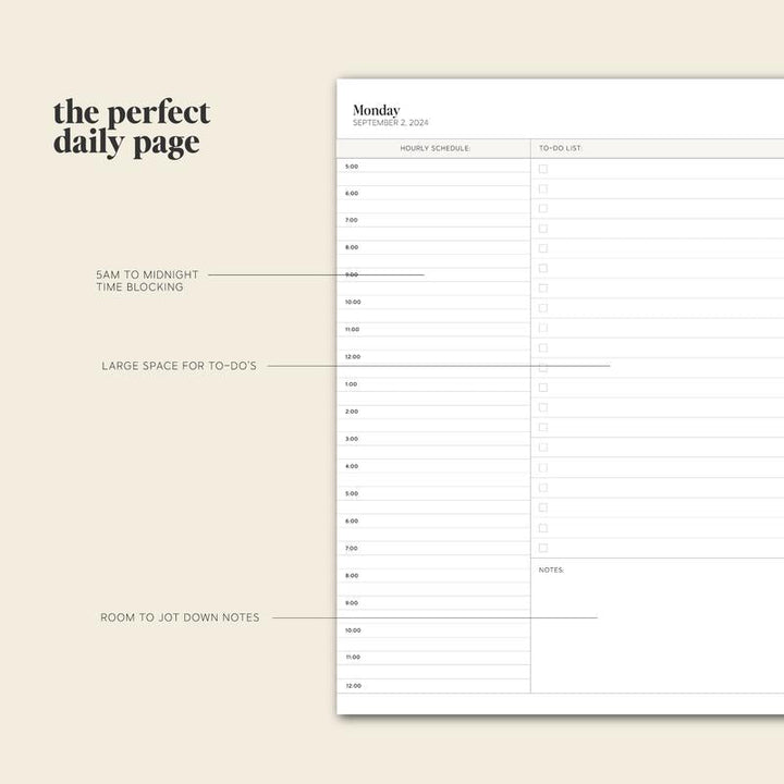 PlanEase 2024-2025 daily schedule book for effective time management and organizing life.