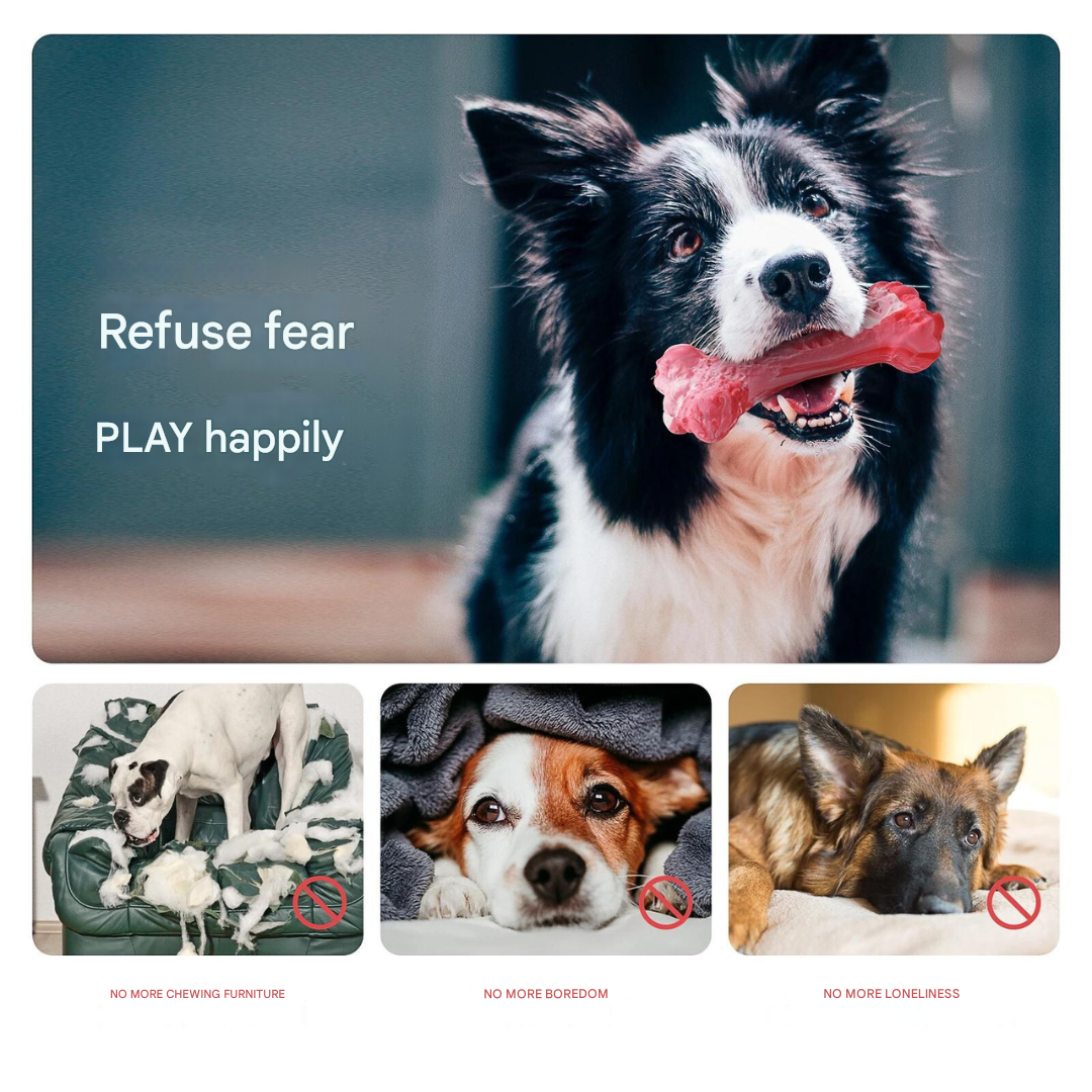 Interactive dog dental toy, fun & effective for plaque removal, essential for pet dental health.
