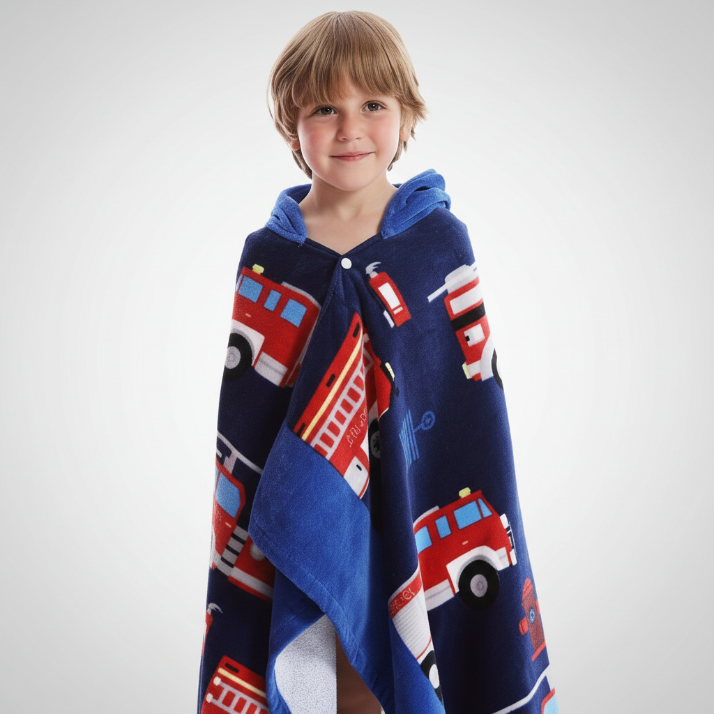 Absorbent children's hooded animal towel, made of soft cotton, perfect for playful bath time adventures.