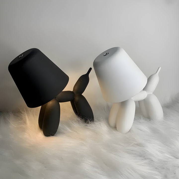 Unisex decorative lighting: a blue balloon dog LED table lamp with touch control, enhancing contemporary decor.