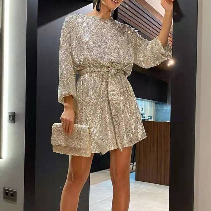 Flowy women's loose fit party dress, offering ultimate comfort & chic style. Versatile for casual or evening wear.