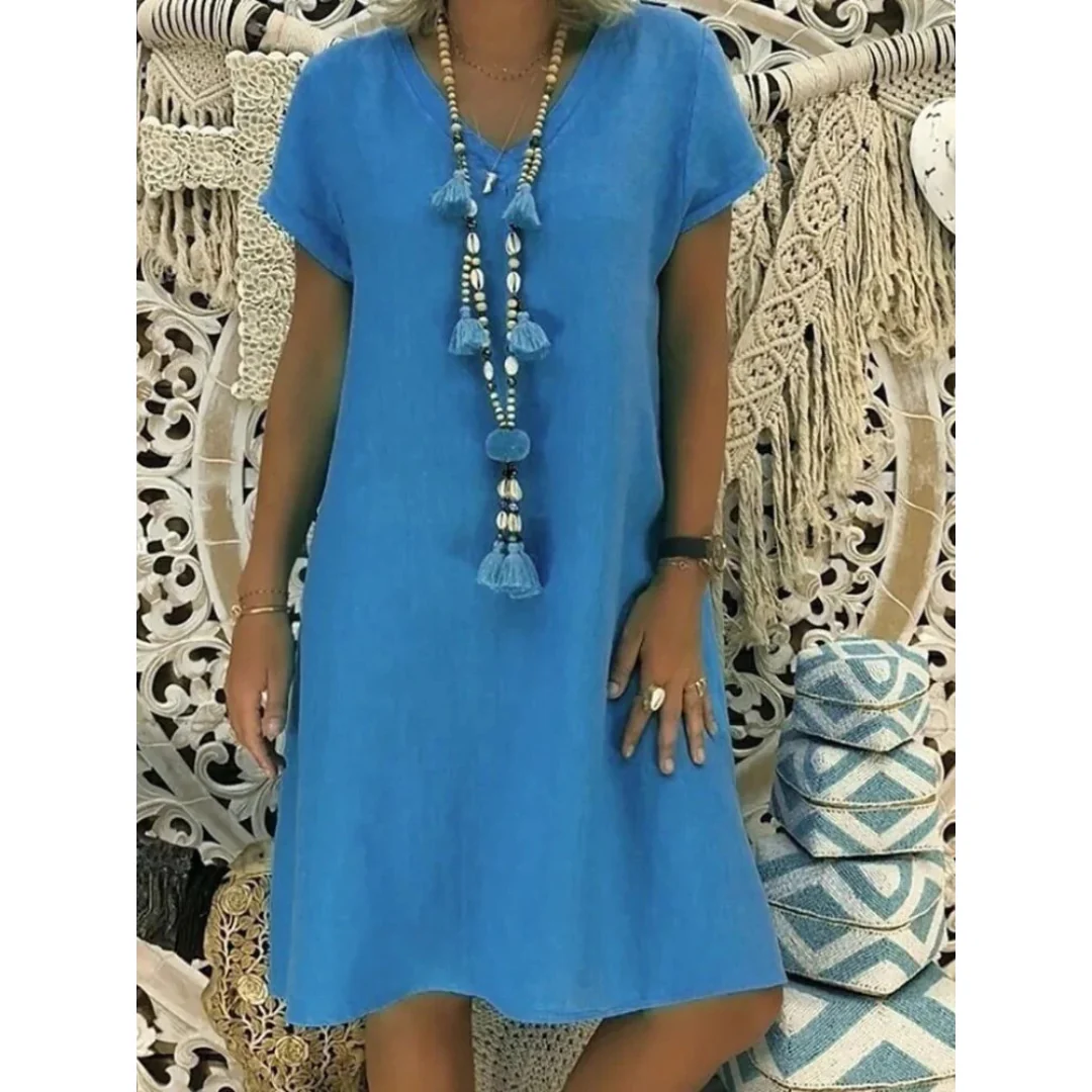 Relaxed fit plus size women's summer dress, flowy & comfortable for casual outings.