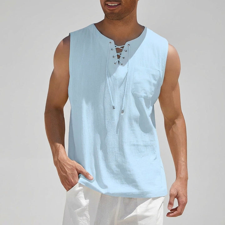 Men's activewear Gary tank top, plus size, sleeveless and loose-fit with adjustable lacing