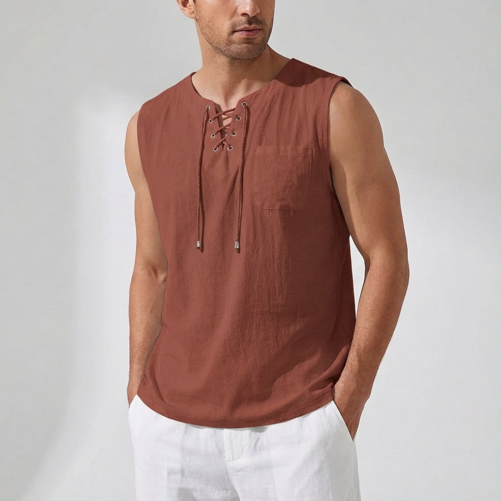 Comfortable plus size men's Gary tank top, loose-fit, sleeveless, V-neck, ideal for warm weather