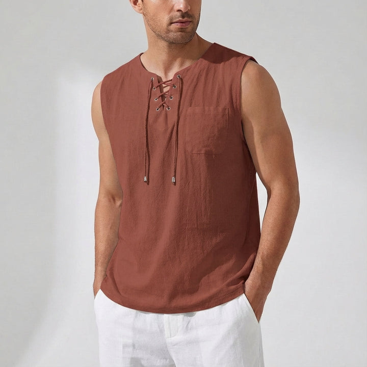 Comfortable plus size men's Gary tank top, loose-fit, sleeveless, V-neck, ideal for warm weather