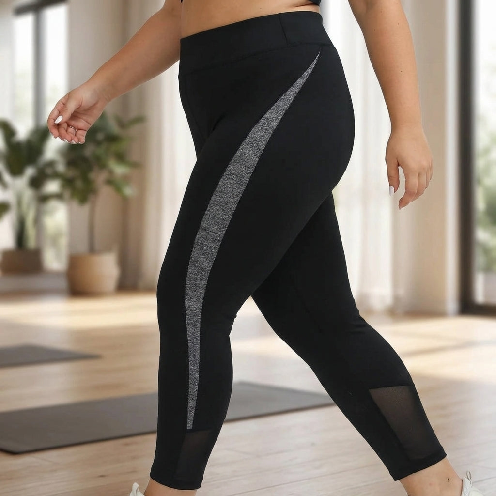 Plus size women's athletic leggings, high waist, ruby red, full length, for workout comfort