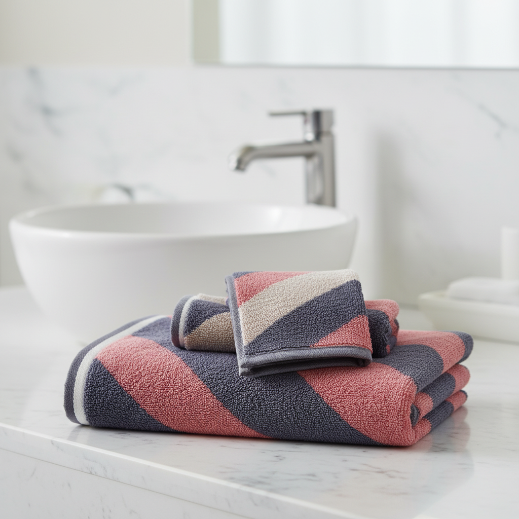 Plush 3-piece bamboo towel set in an elegant grey shade, soft and absorbent for luxurious bathing