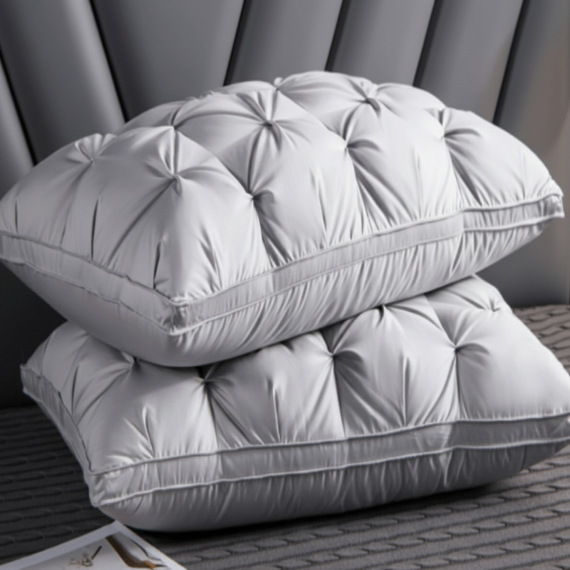 Supportive plush bed pillow for side, back & stomach sleepers. Balanced head and neck comfort, hypoallergenic.