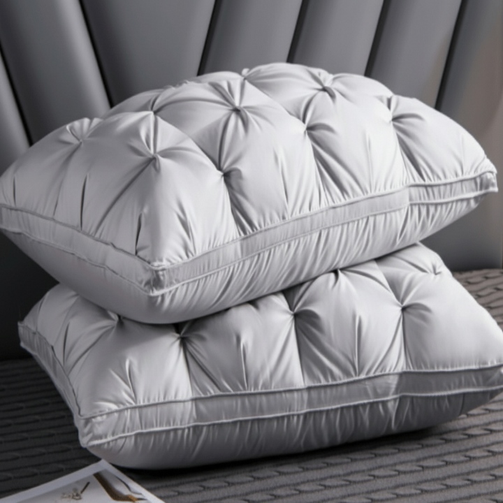 Supportive plush bed pillow for side, back & stomach sleepers. Balanced head and neck comfort, hypoallergenic.
