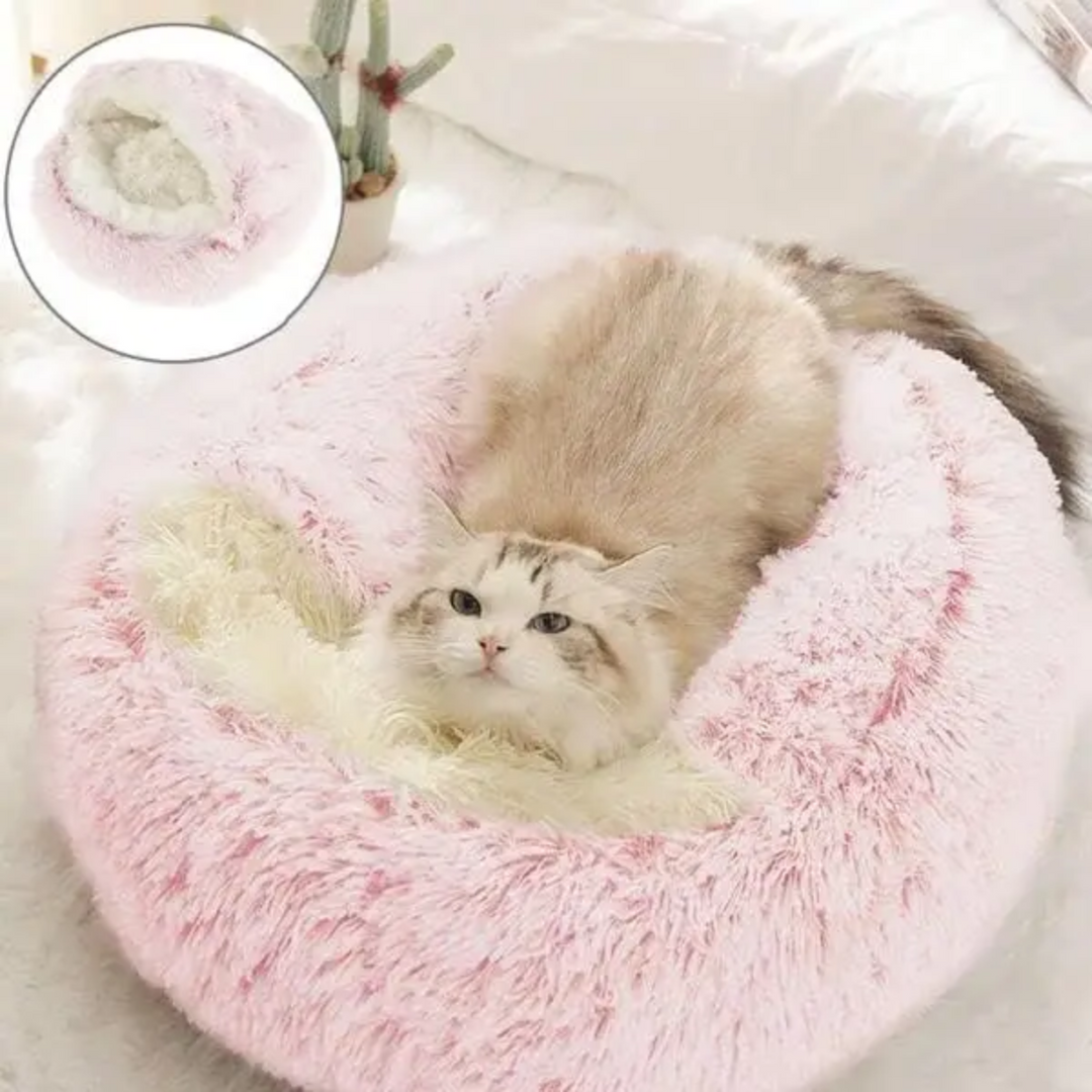 Premium dog accessory: plush calming bed with cozy cave for deep relaxation.