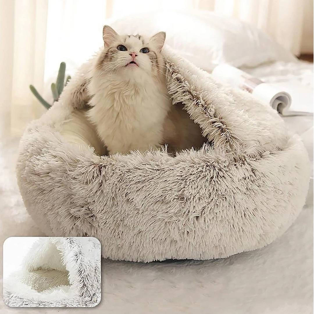 Cozy cave pet bed, ultra-comfortable for dogs, ensuring restful sleep & anxiety relief.