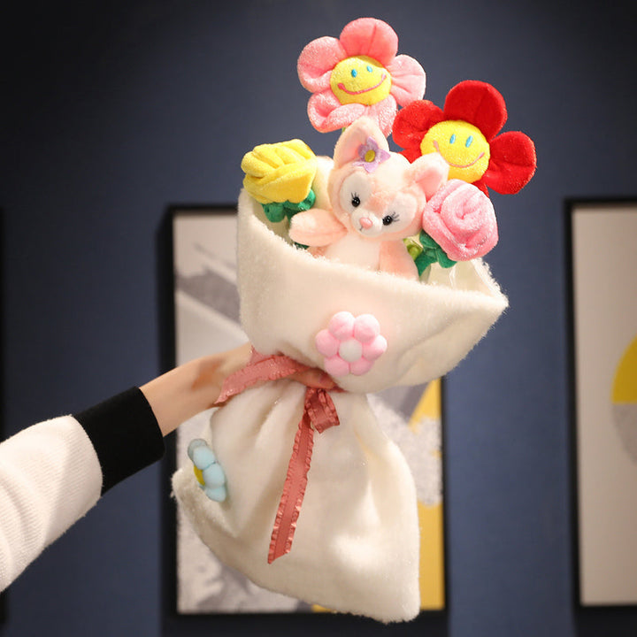 Unisex cuddly character plush toy bouquet, a memorable birthday or anniversary gift.