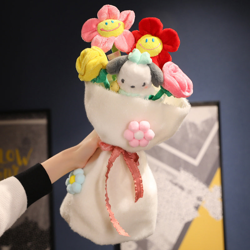Soft plush character bouquet, a charming & huggable gift, perfect for surprising loved ones.