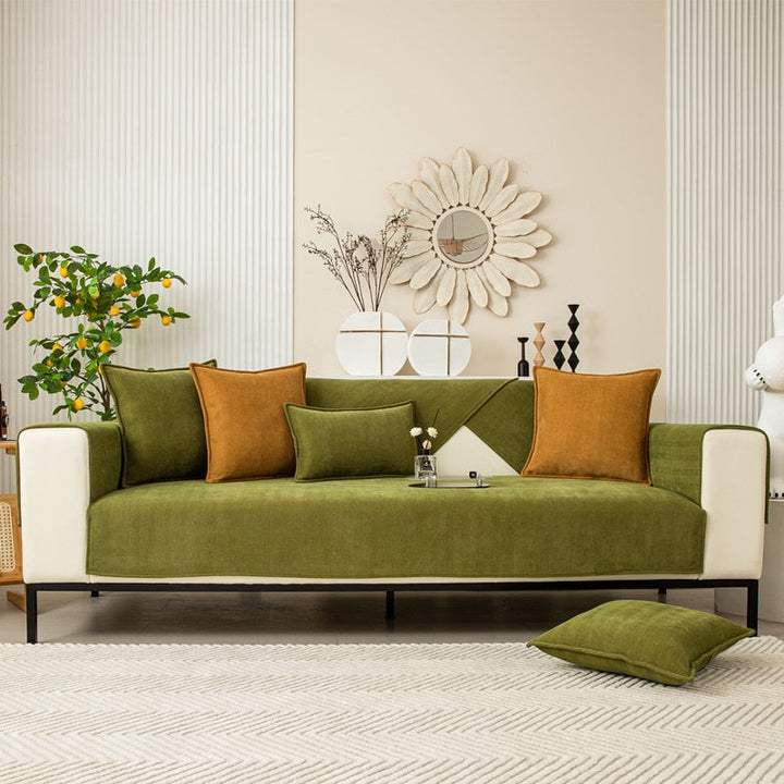 Stylish herringbone chenille sofa cover. Elevates living room decor while protecting your valuable furniture.