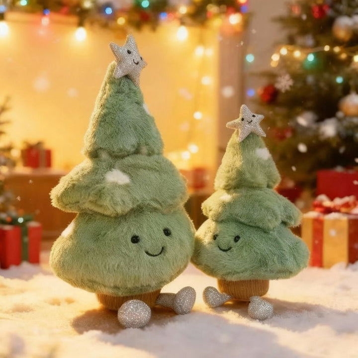 Festive plush Christmas tree, a cute tabletop figurine adding holiday cheer to any home decor setting.