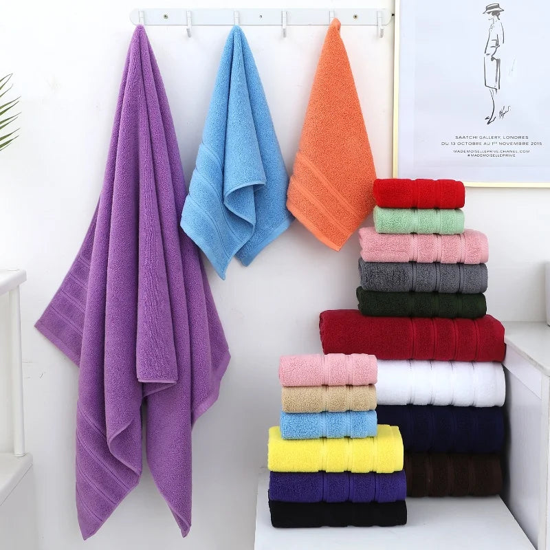 Fresh, quick-dry plush cotton bath towel set. Soft, absorbent, and spa-like for your bathroom.