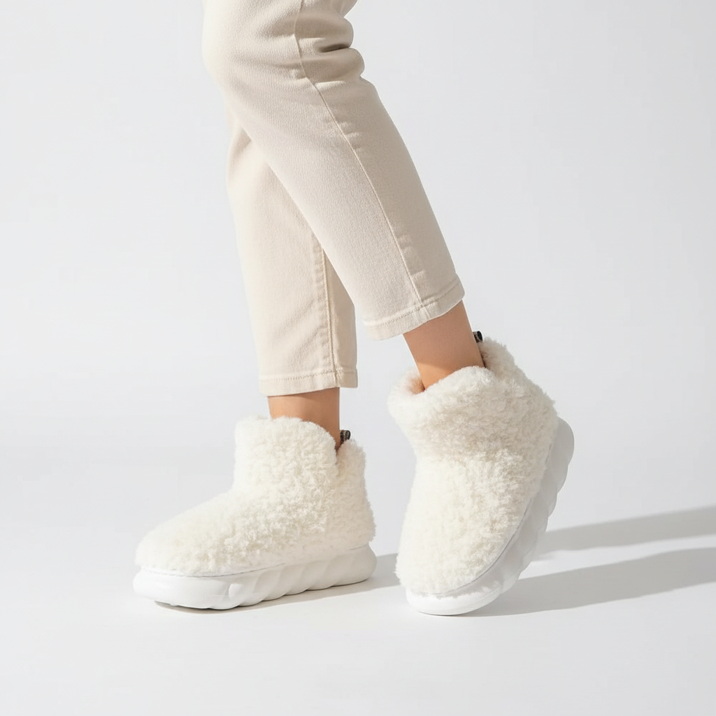 Luxury TeddyEase women's slippers, soft and cozy plush footwear for ultimate indoor comfort.