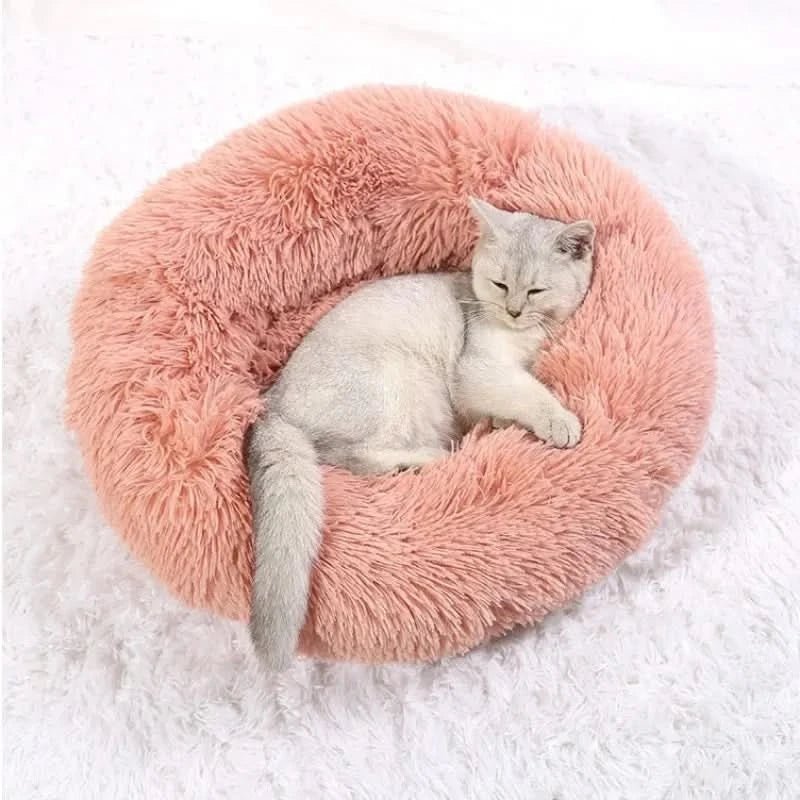 Soft, machine washable plush dog lounger. Easy-clean pet bed for hygienic comfort & anti-anxiety support.