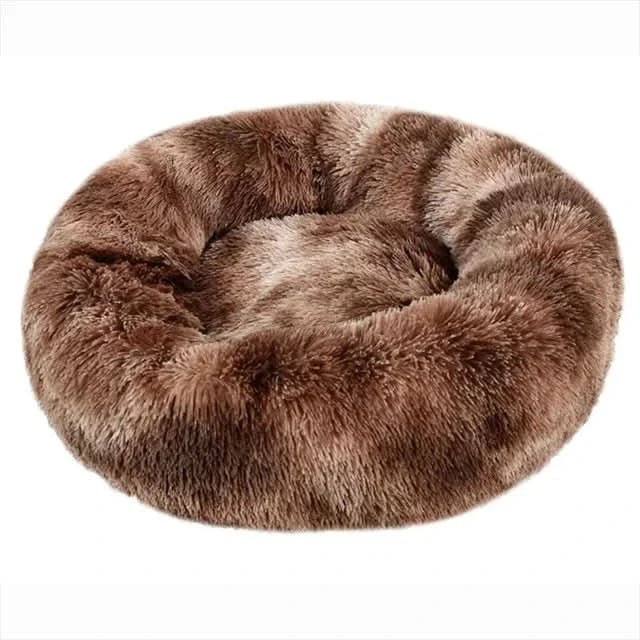 Small plush dog lounger, anti-anxiety pet bed for cozy, supportive sleep. Perfect for small breeds & cats.