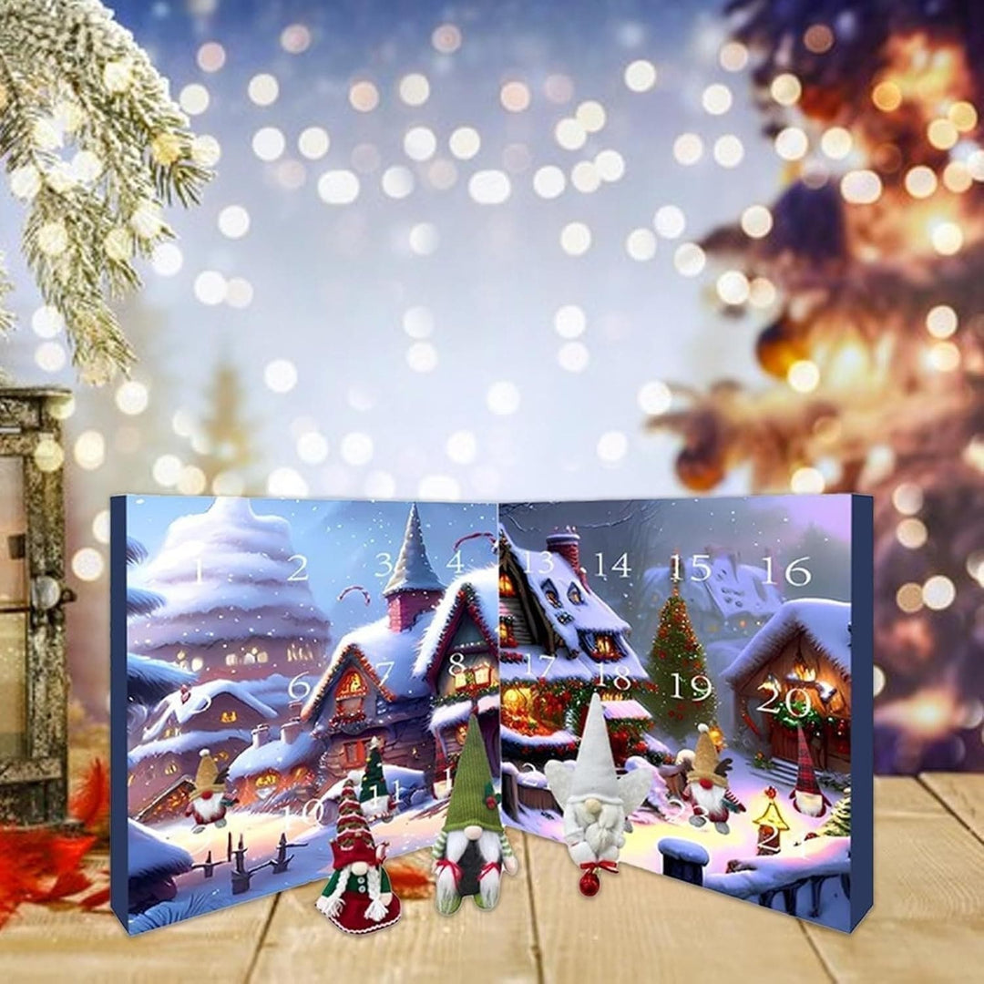 Unisex Christmas Advent Calendar 2024 featuring a cute elf plushie. Festive family fun decor.