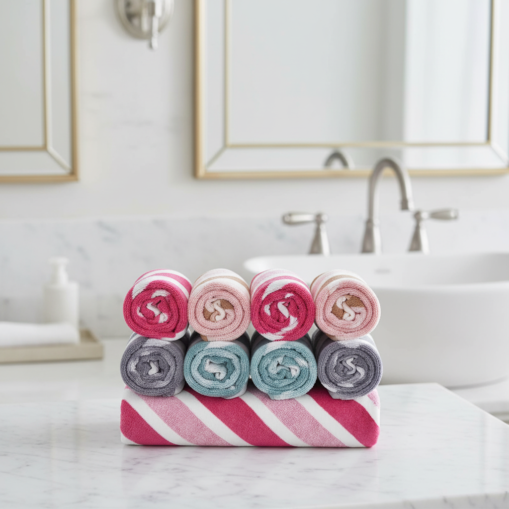 Plush fleece towel set in white, soft and absorbent for a luxurious bathroom experience