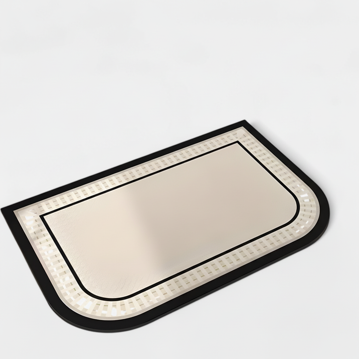 A cozy bathroom scene with an anti-slip bath mat providing a safe, comfortable, and stylish element of home decor.