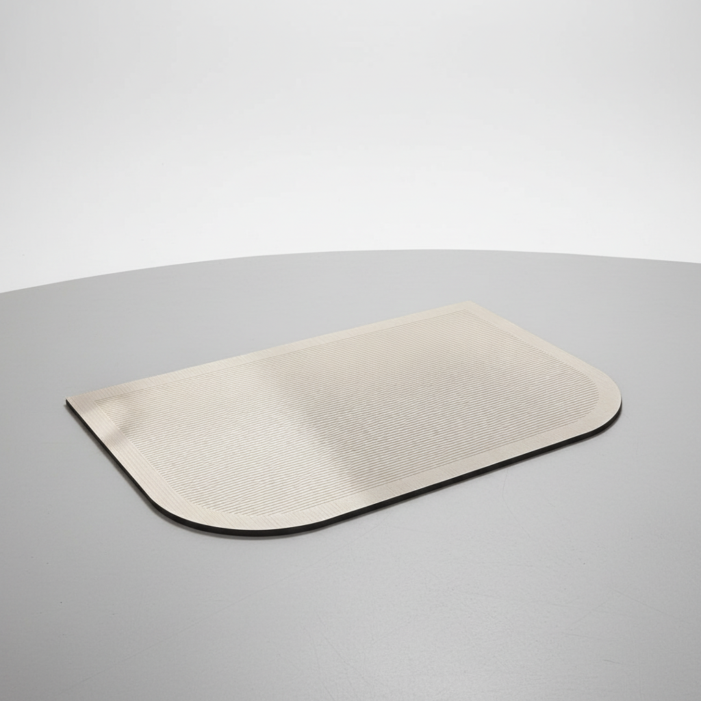 A person stepping onto a soft, absorbent anti-slip bath mat, emphasizing comfort and secure footing in a bathroom.