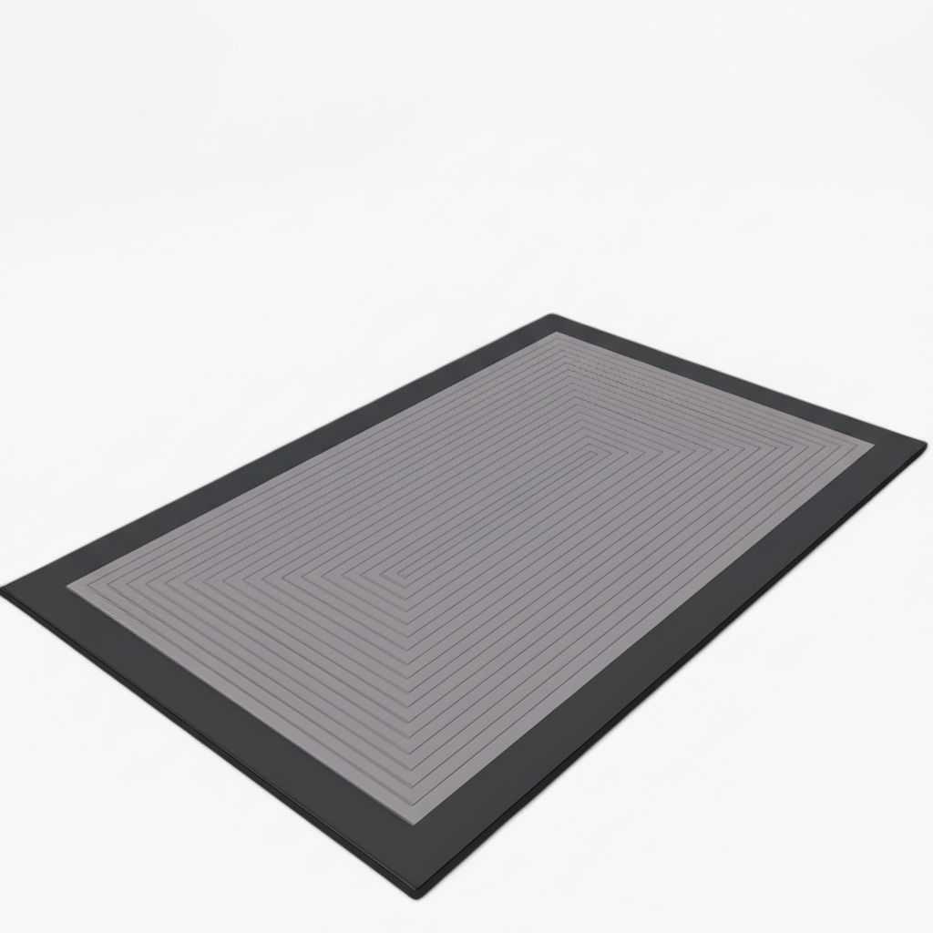 Detail of stitched edge on a plush anti-slip bath mat, showcasing its quality and modern home decor aesthetic.