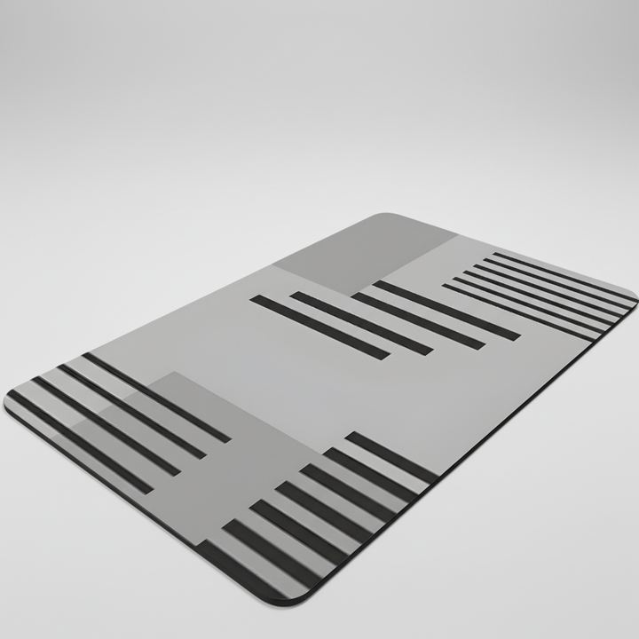 Soft, absorbent bathroom floor mat in a modern design, enhancing home decor and preventing slips.