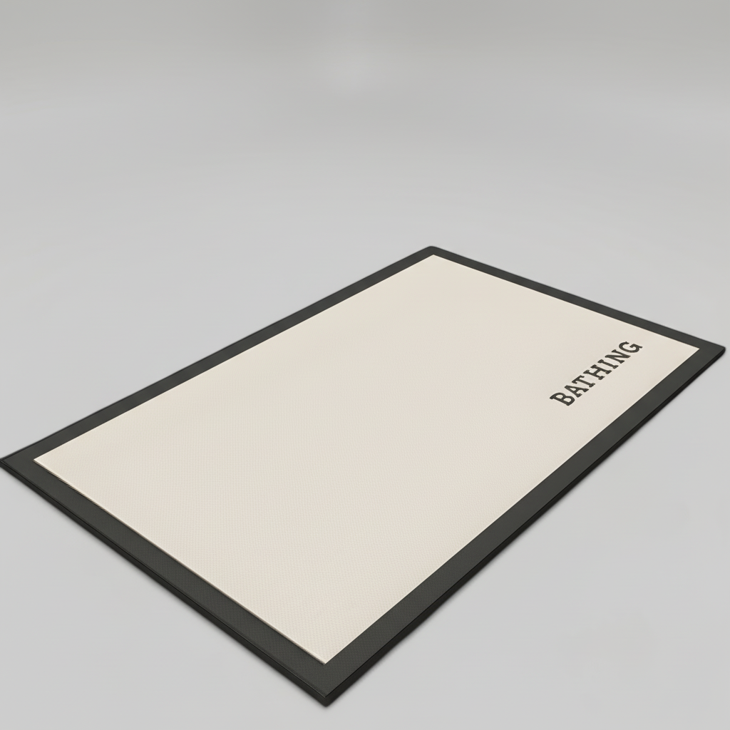 Overhead shot of a large, rectangular anti-slip bath mat, perfect for wider bathroom spaces.