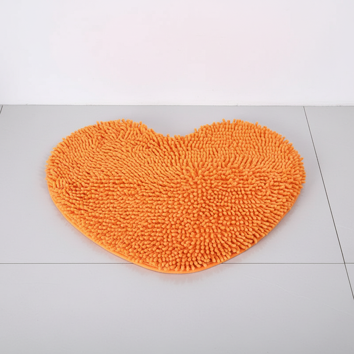 Soft microfiber heart mat for bathroom decor, anti-slip backing for safety, perfect for your daily routine