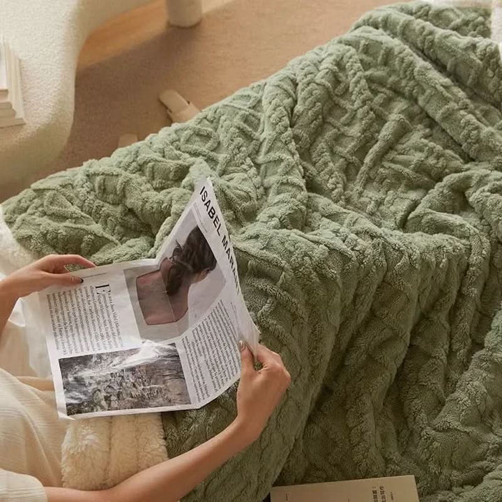 Super soft lambswool flannel blanket, perfect for cozy winter nights & ultimate comfort in bed.