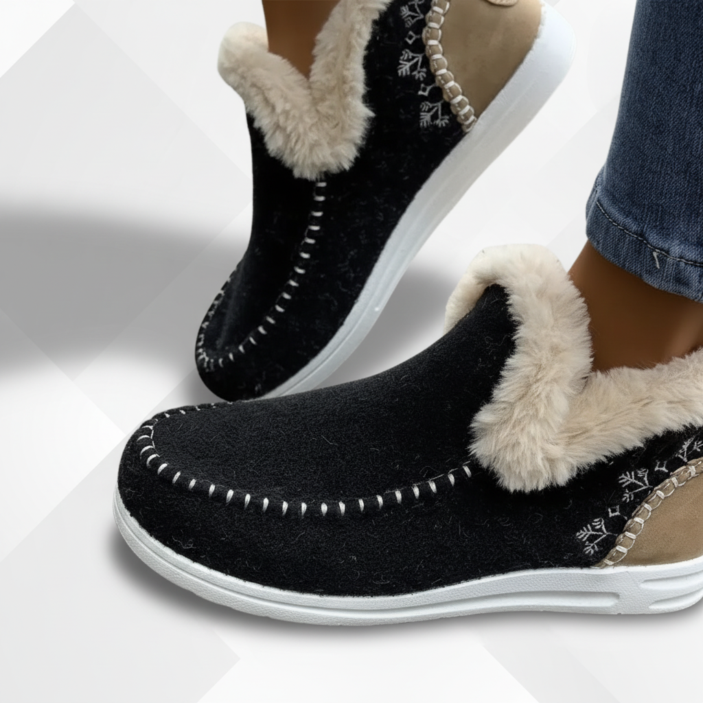 Warm winter slippers for women, plush-lined, designed for maximum comfort and a wide toe box.