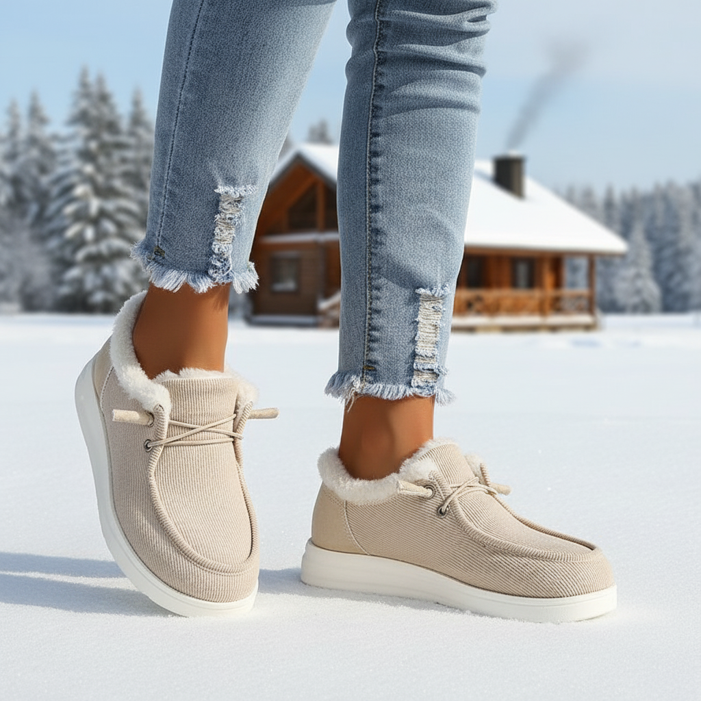 Plush-lined Elvira winter shoes for women, warm and cozy slip-on casual footwear