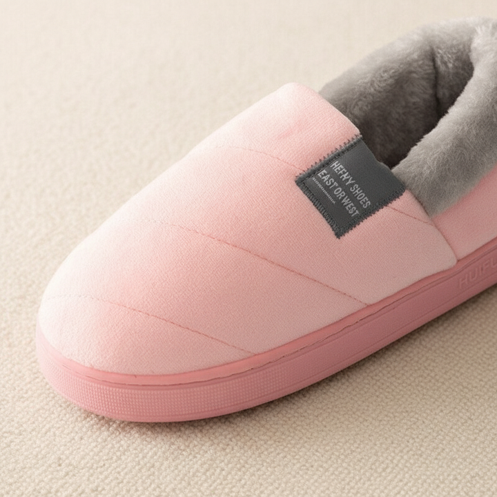 Close-up of the ultra-soft plush interior of HomeSnug women's fleece-lined slippers