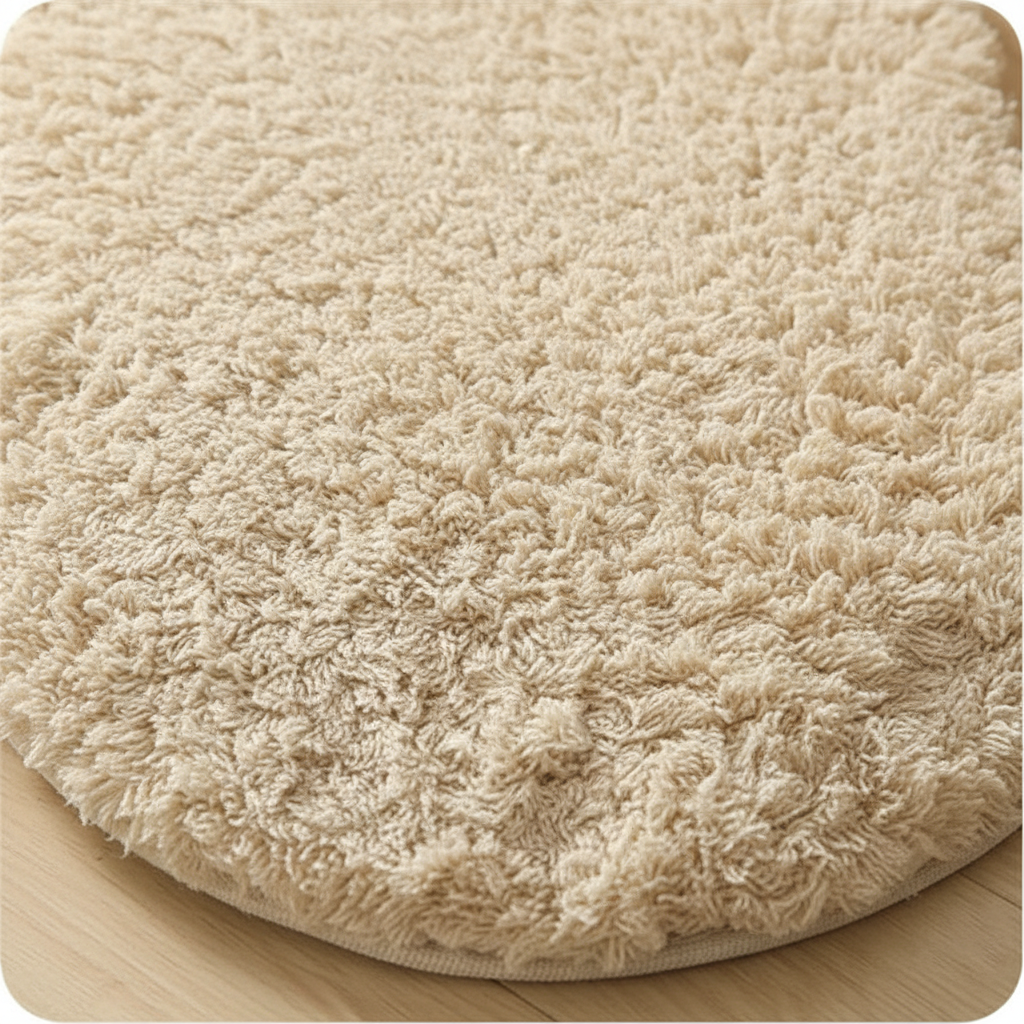 Thick absorbent microfiber bath mat in neutral color, non-slip for home safety