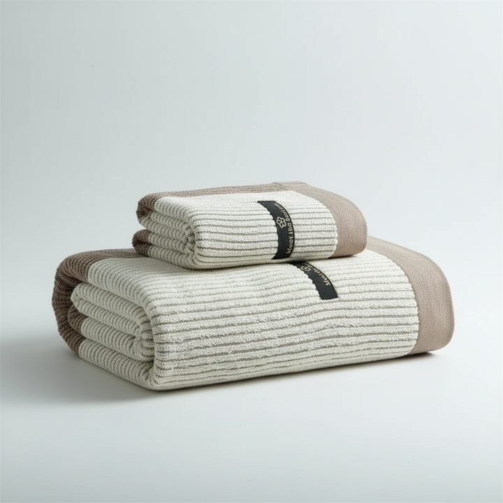 Eco-friendly organic cotton hand towel, rolled elegantly, showcasing its sustainable and soft qualities.